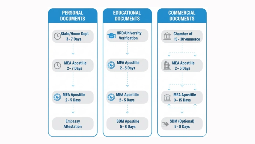 Document attestation timeline infographic 